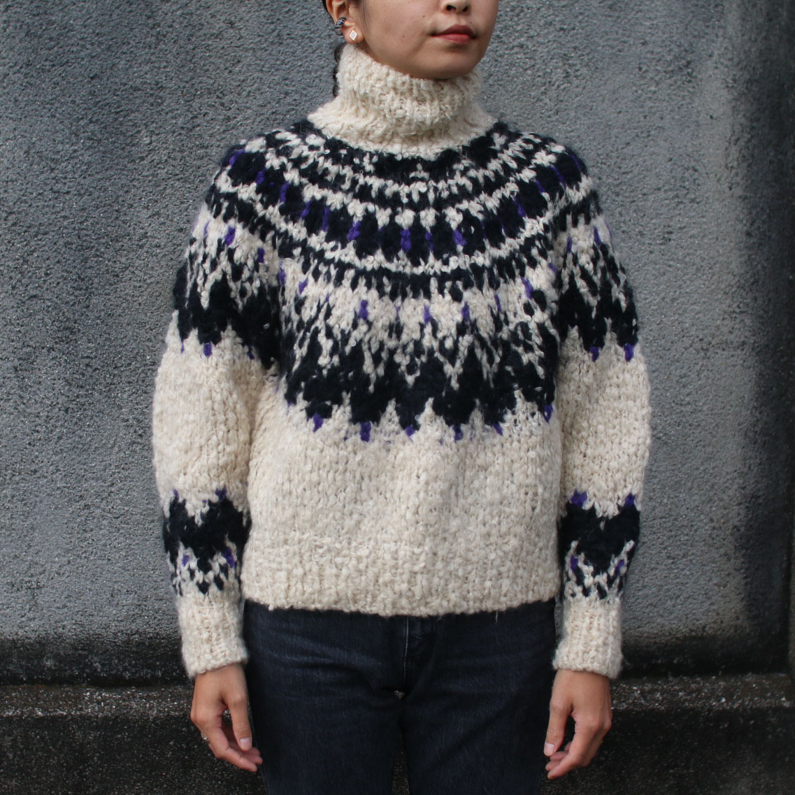 unfil_cashmere blend hand-knit sweater | Fuzzy Clothed